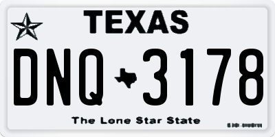 TX license plate DNQ3178