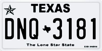 TX license plate DNQ3181