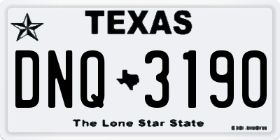 TX license plate DNQ3190