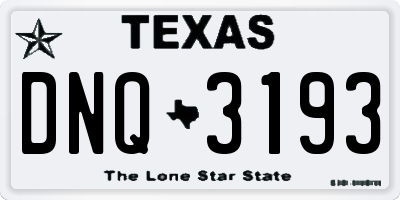 TX license plate DNQ3193