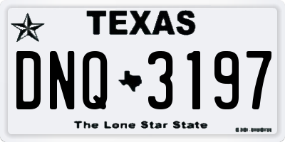TX license plate DNQ3197
