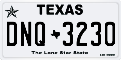TX license plate DNQ3230