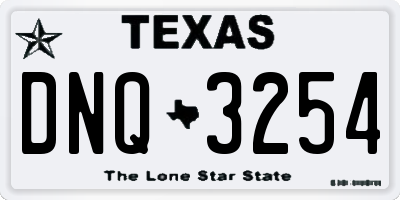 TX license plate DNQ3254