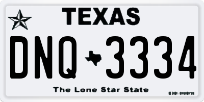 TX license plate DNQ3334