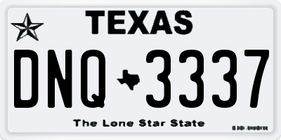 TX license plate DNQ3337