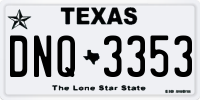 TX license plate DNQ3353