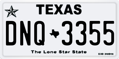 TX license plate DNQ3355