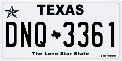 TX license plate DNQ3361