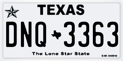 TX license plate DNQ3363