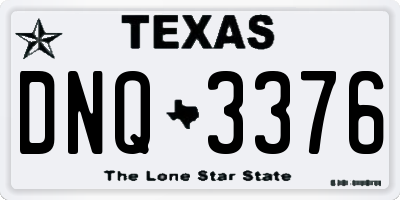 TX license plate DNQ3376