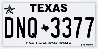 TX license plate DNQ3377