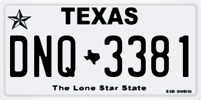 TX license plate DNQ3381