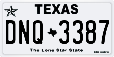 TX license plate DNQ3387