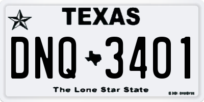 TX license plate DNQ3401