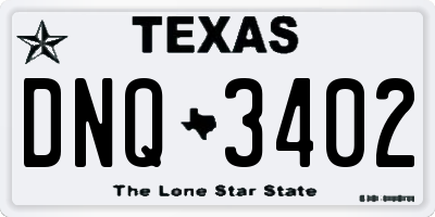 TX license plate DNQ3402