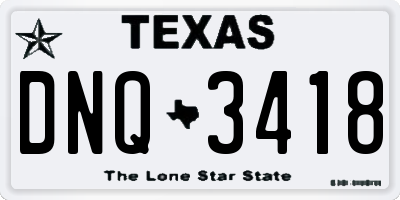 TX license plate DNQ3418