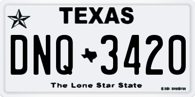 TX license plate DNQ3420