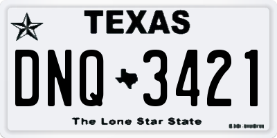 TX license plate DNQ3421