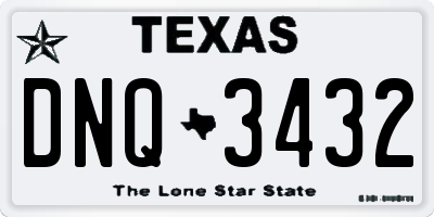 TX license plate DNQ3432