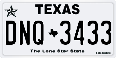 TX license plate DNQ3433