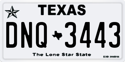 TX license plate DNQ3443