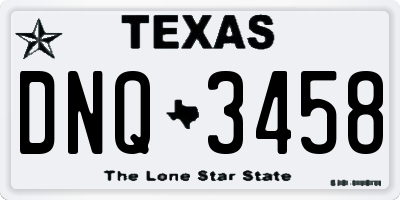 TX license plate DNQ3458