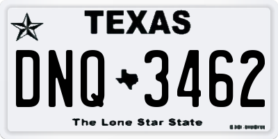 TX license plate DNQ3462