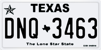 TX license plate DNQ3463