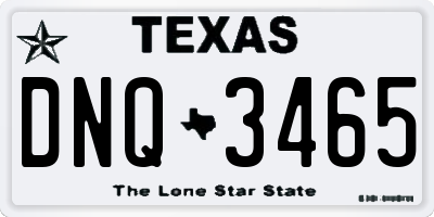 TX license plate DNQ3465
