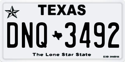 TX license plate DNQ3492