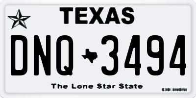 TX license plate DNQ3494