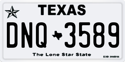 TX license plate DNQ3589