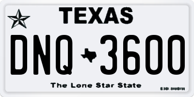 TX license plate DNQ3600