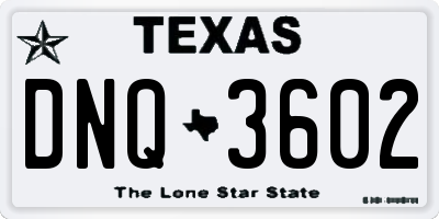 TX license plate DNQ3602
