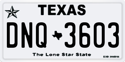 TX license plate DNQ3603