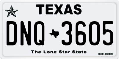 TX license plate DNQ3605