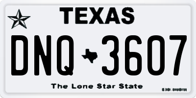 TX license plate DNQ3607