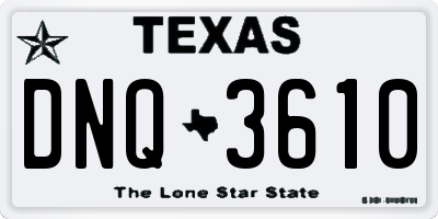 TX license plate DNQ3610