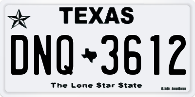 TX license plate DNQ3612