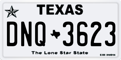 TX license plate DNQ3623