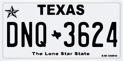 TX license plate DNQ3624