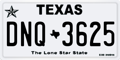 TX license plate DNQ3625