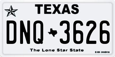 TX license plate DNQ3626