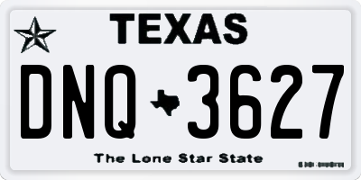 TX license plate DNQ3627