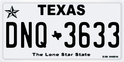 TX license plate DNQ3633