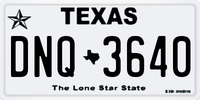 TX license plate DNQ3640