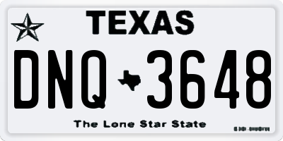 TX license plate DNQ3648