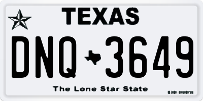 TX license plate DNQ3649