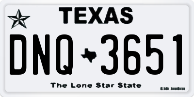 TX license plate DNQ3651