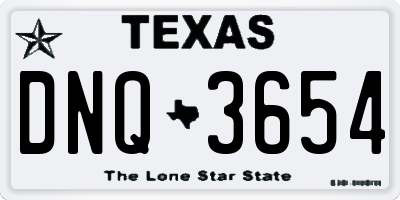 TX license plate DNQ3654